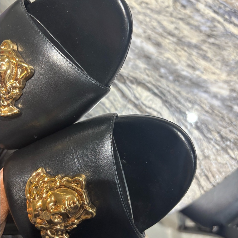 Versace Black and Gold Women's Slides - Picture 3 of 7